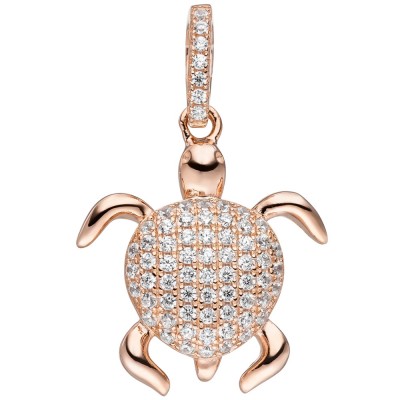 JOBO Anhänger Schildkröte 925 Sterlingsilber rotgold vergoldet mit Zirkonia