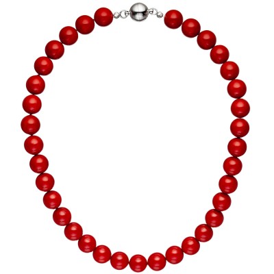 Halskette Muschelkern Perlen rot 45cm Perlenkette