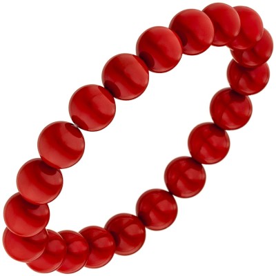Armband Muschelkern Perlen rot 19cm elastisch