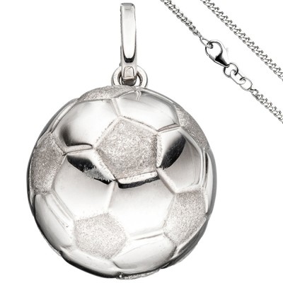 Kinder Anhänger Fußball 925 Silber Fußballanhänger mit Kette 42cm