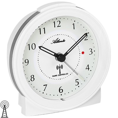 Wecker Funk Funkwecker weiß mit Licht Snooze leise rund