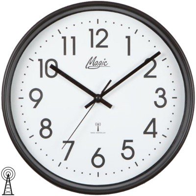 Magic Wanduhr Funk Funkwanduhr analog schwarz rund schlicht