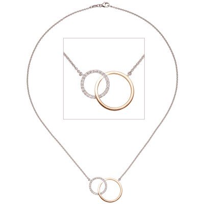 Collier Halskette 585 Weißgold Rotgold bicolor 25 Diamanten Brillanten