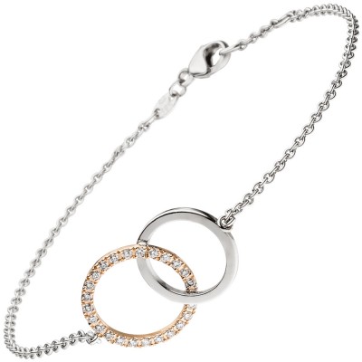 Armband 585 Weißgold Rotgold bicolor 25 Diamanten Brillanten 19cm