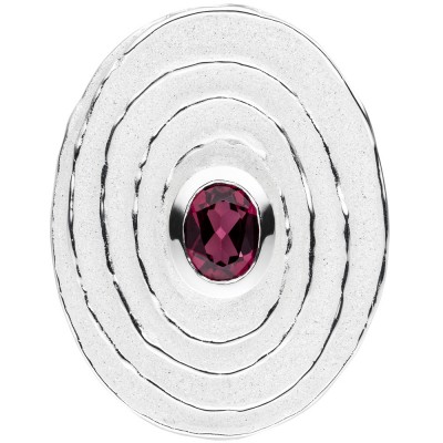 Anhänger oval 925 Sterlingsilber matt 1 Rhodolit rot