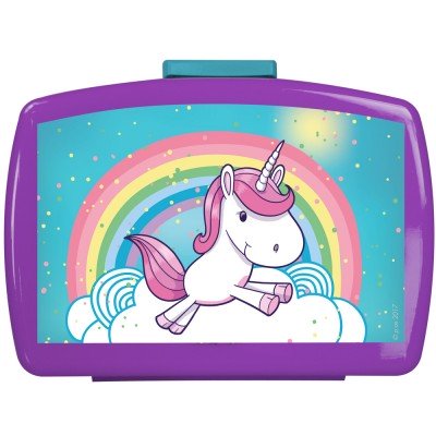 Einhorn Kinder Brotdose mit Einsatz aus Kunststoff lila