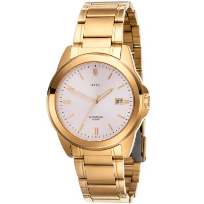 Herren Armbanduhr Quarz Analog Edelstahl vergoldet Datum