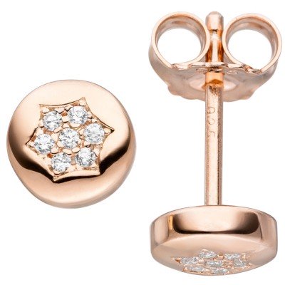 JOBO Ohrstecker Stern 925 Silber rotgold vergoldet 14 Zirkonia