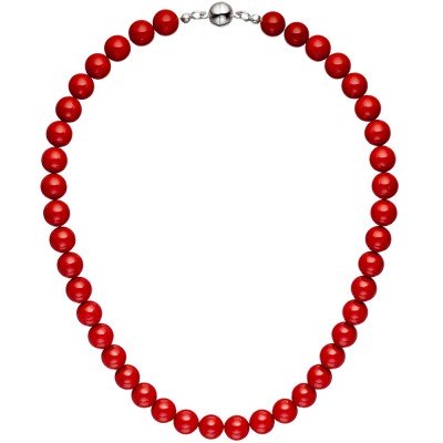 Halskette Muschelkern Perlen rot 45cm
