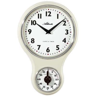 Küchenuhr Wanduhr Küche Quarz analog beige Kurzzeitmesser Timer
