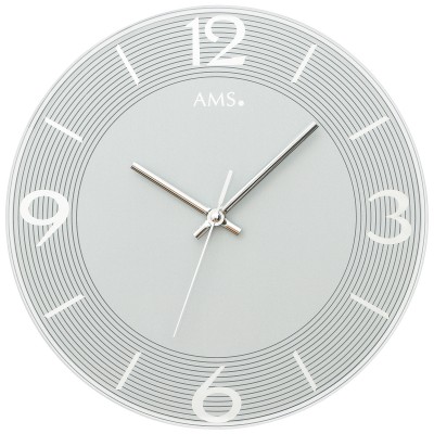 Wanduhr Quarz analog grau rund mit Glas leise ohne Ticken