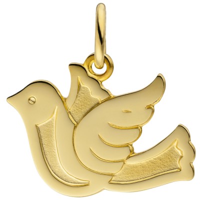 Anhänger Taube Friedenstaube 333 Gelbgold teil matt