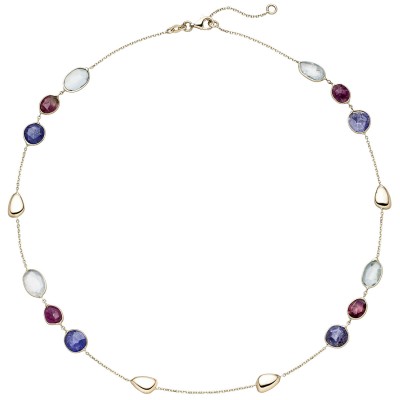 Collier 585 Gelbgold 12 Turmaline 45cm