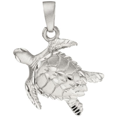 Anhänger Schildkröte 925 Sterlingsilber teil matt