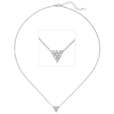 Collier Kette mit Anhänger Dreieck 925 Silber 10 Zirkonia 46cm