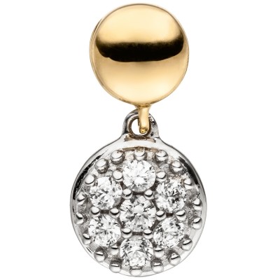 Anhänger 375 Gelbgold Weißgold bicolor 7 Zirkonia