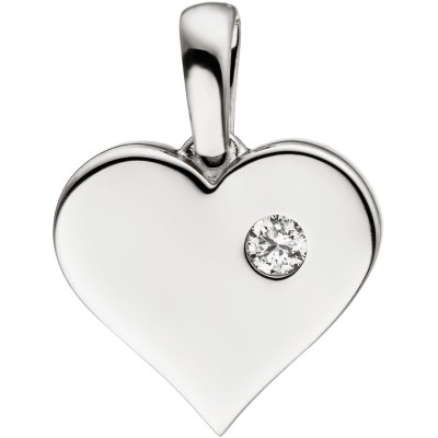 Anhänger Herz 585 Weißgold 1 Diamant Brillant