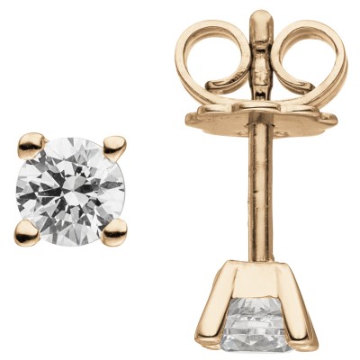 Ohrstecker 585 Rotgold 2 Diamanten Brillanten 0,50ct. Ohrringe