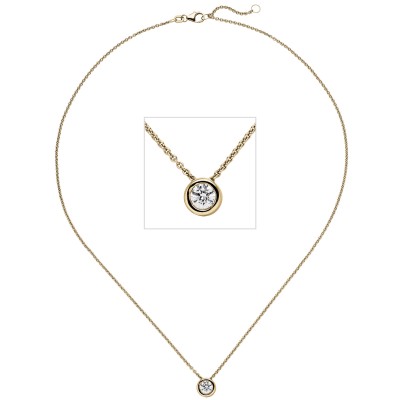 Collier Kette mit Anhänger 585 Gelbgold 1 Diamant Brillant 0,50ct. 45cm