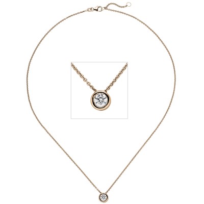 Collier Kette mit Anhänger 585 Rotgold 1 Diamant Brillant 0,50ct. 45cm