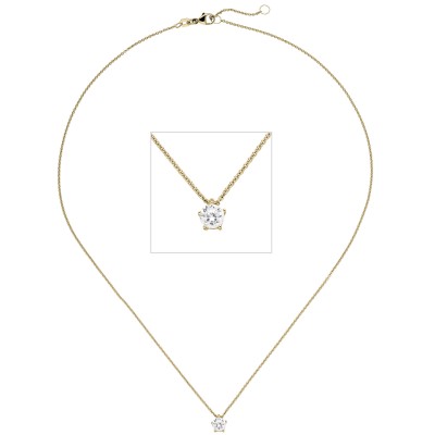 Collier Kette mit Anhänger 585 Gelbgold 1 Diamant Brillant 0,70ct. 45cm