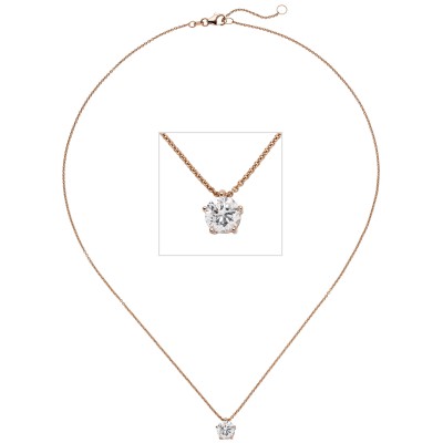 Collier Kette mit Anhänger 585 Rotgold 1 Diamant Brillant 1,0ct. 45cm
