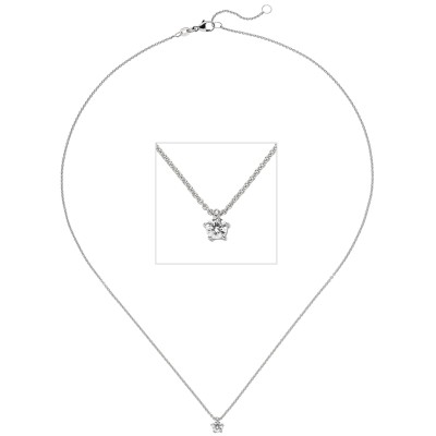 Collier Kette mit Anhänger 585 Weißgold 1 Diamant Brillant 0,15ct. 45cm