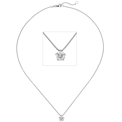 Collier Kette mit Anhänger 585 Weißgold 1 Diamant Brillant 1,0ct. 45cm