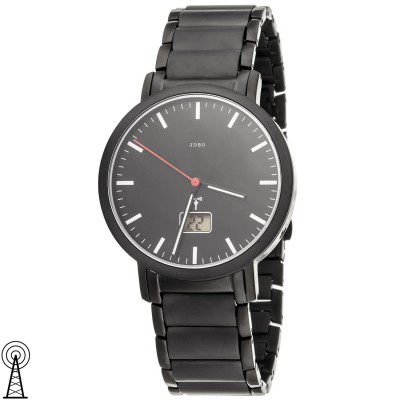Herren Armbanduhr Funk Funkuhr Edelstahl schwarz Datum