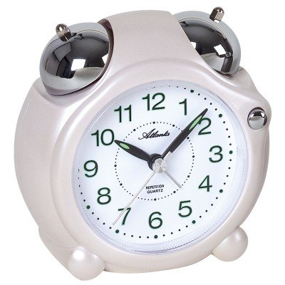 Wecker Quarz analog creme weiß Glockenwecker Doppelglockenwecker