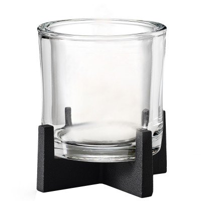 Windlicht NERO Stahl pulverbeschichtet mit Glas kombiniert