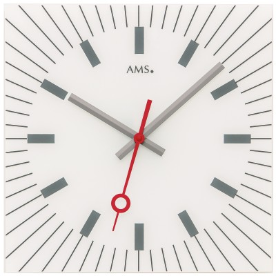 Wanduhr Quarz analog weiß leise ohne Ticken eckig mit Glas