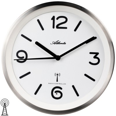 Wanduhr Funk Funkuhr Funkwanduhr analog silbern