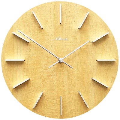 Wanduhr Quarz analog Holzzifferblatt erle farben rund