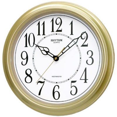 Wanduhr Quarz analog golden rund mit Melodie