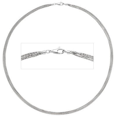 Halskette Popcorn Kette 3-reihig 750 Weißgold 45cm Goldkette Karabiner