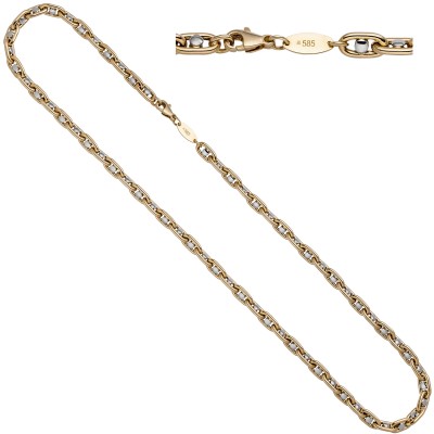 Halskette Kette 585 Gelbgold Weißgold bicolor 50cm Karabiner