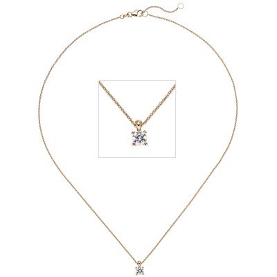 Collier Kette mit Anhänger 585 Rotgold 1 Diamant Brillant 0,70ct. 45cm
