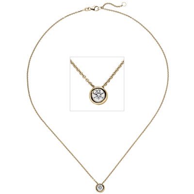 Collier Kette mit Anhänger 585 Gelbgold 1 Diamant Brillant 0,50ct. 45cm