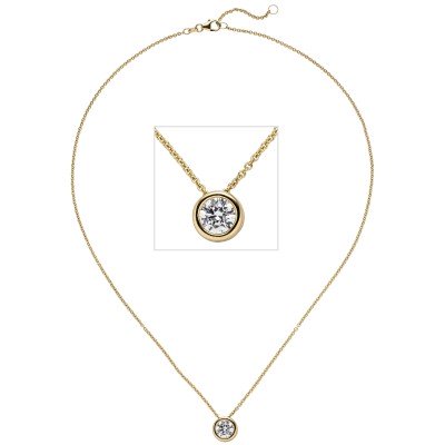 Collier Kette mit Anhänger 585 Gelbgold 1 Diamant Brillant 1,0ct. 45cm