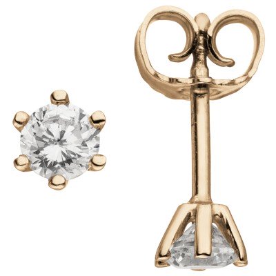 Ohrstecker 585 Rotgold 2 Diamanten Brillanten 0,74ct. Ohrringe