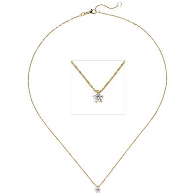 Collier Kette mit Anhänger 585 Gelbgold 1 Diamant Brillant 0,15ct. 45cm