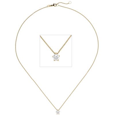 Collier Kette mit Anhänger 585 Gelbgold 1 Diamant Brillant 0,50ct. 45cm