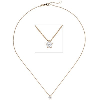 Collier Kette mit Anhänger 585 Rotgold 1 Diamant Brillant 0,70ct. 45cm