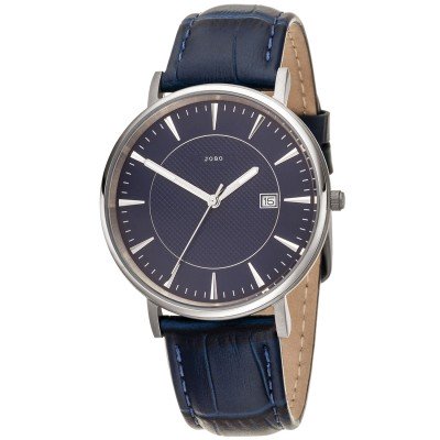 Herren Armbanduhr Quarz Analog Titan Lederband blau Datum