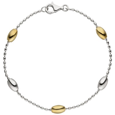Armband 925er Sterling Silber bicolor vergoldet 19cm Silberarmband