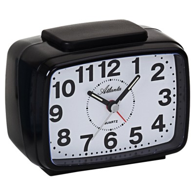 Wecker Quarz analog schwarz leise ohne Ticken mit Licht Snooze