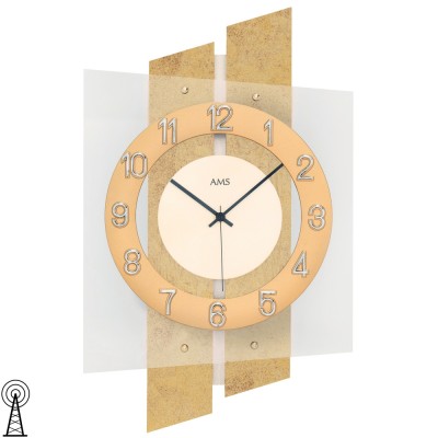 AMS 5533 Wanduhr Funk Funkwanduhr analog messing farben mit Glas