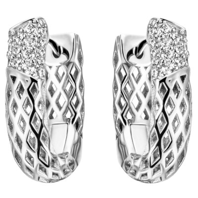 Creolen 925 Sterlingsilber 32 Zirkonia Ohrringe Silbercreolen Silberohrringe