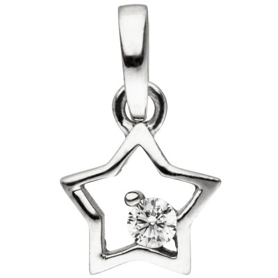 Kinder Anhänger Stern 925 Sterlingsilber 1 Zirkonia Silberanhänger